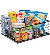TOPZEA Black Metal Food Storage Basket for Pantry Organization, Large Steel Wire Farmhouse Basket...
