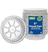 Nicole Home Collection Aluminum Pans 9” Round Disposable Foil Pans With Lids (50 Pack) – 9 Inch R...