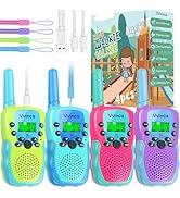 Vvinca Walkie Talkies for Kids 4 Pack, Walkie Talkie Gifts for 3-12 Year Old Boy Girl with Flashl...