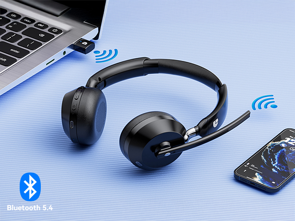 Wireless Headset with Mic for Work