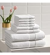 Ted Baker 8-Piece Towel Set - 2 Bath, 2 Hand &amp; 4 Washcloths - 100% Cotton - White