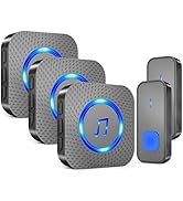 SURFOU Wireless Doorbell with 3 receivers 2 Buttons,IP55 Waterproof Doorbell,1300 FT/400M Remote ...