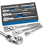 YIYEIE 6-Piece Flex Head Ratchet Set, 1/4", 3/8", 1/2" Drive, Swivel Head Ratchet Wrench with Ext...