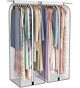 Liuoud 22” Gusseted Garment Bags for Hanging Clothes, All Clear Clothes Cover for Closet Storage,...