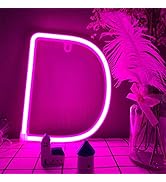 LED Letter Lights Neon Signs - Pink LED Letters Night Lamps 26 Alphabet USB/Battery Operated Nigh...