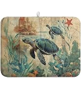 Wnoesat Sea Turtle Dish Drying Mat for Kitchen Counter Vintage Ocean Animal Microfiber Absorbent ...