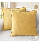 CaliTime Throw Pillow Covers Decorative 18 X 18 Inches Pack of 2 Cotton Thread Stitching Edges So...
