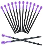 G2PLUS 50PCS Silicone Eyelash Brushes, Purple Disposable Mascara Wands, Adjustable Ball- Shape Ey...
