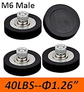 MUTUACTOR 40lb Strong Rubber Coated Neodymium Magnet with Male Threaded Stud M6,4PCS Anti-Slip Ma...