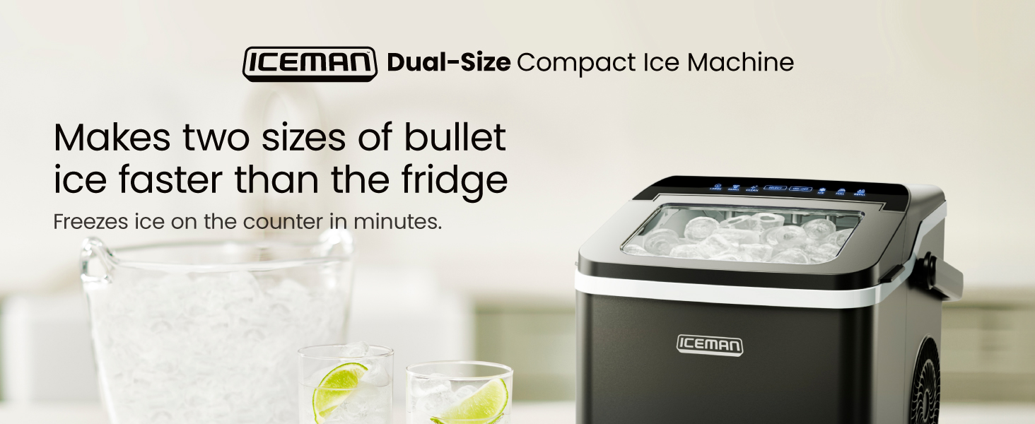 Make two sizes of bullet ice faster than the fridge