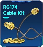 Superbat RF coaxial SMA Male to SMA Female Bulkhead RG174 15ft Cable + 3pcs RF Coax SMA Adapter K...