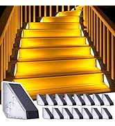 ROSHWEY Solar Stair Lights Outdoor Waterproof, 16 Pack Step Lights for Outside, Triangle Solar Po...