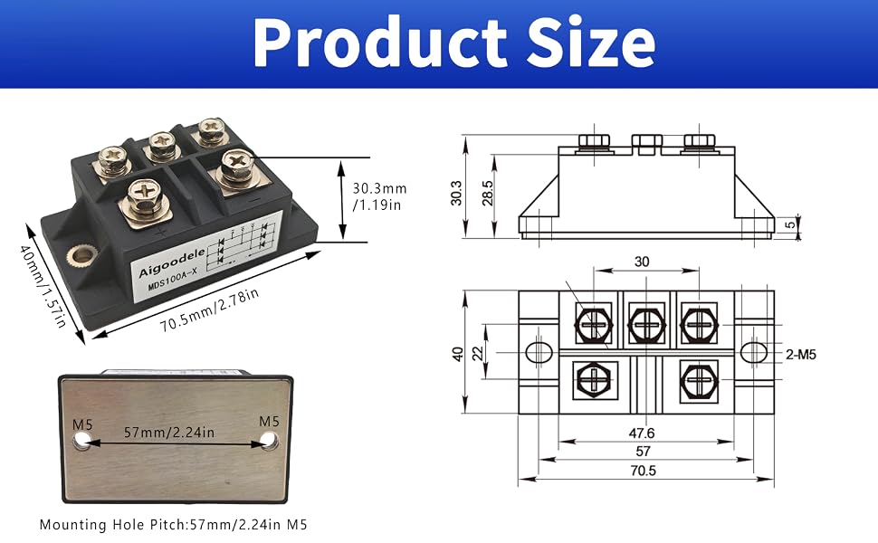 full wave 100a bridge rectifier size 