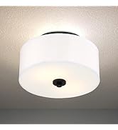 12” Bedroom Lights for Ceiling,12 Inch Flush Mount Ceiling Light Drum Shade Ceiling Light Fabric,...