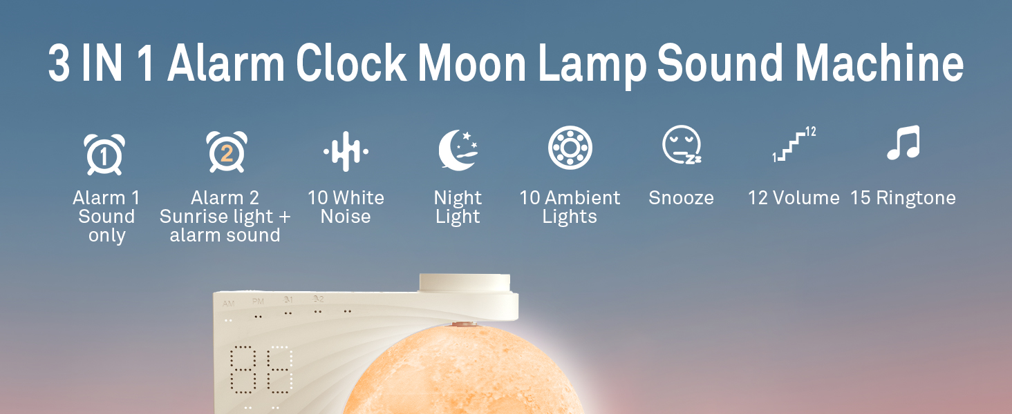 alarm clock moon light
