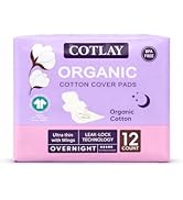 COTLAY Organic Cotton Pads for Women – Overnight Pads for Heavy Flow, Organic Period Pads with Wi...