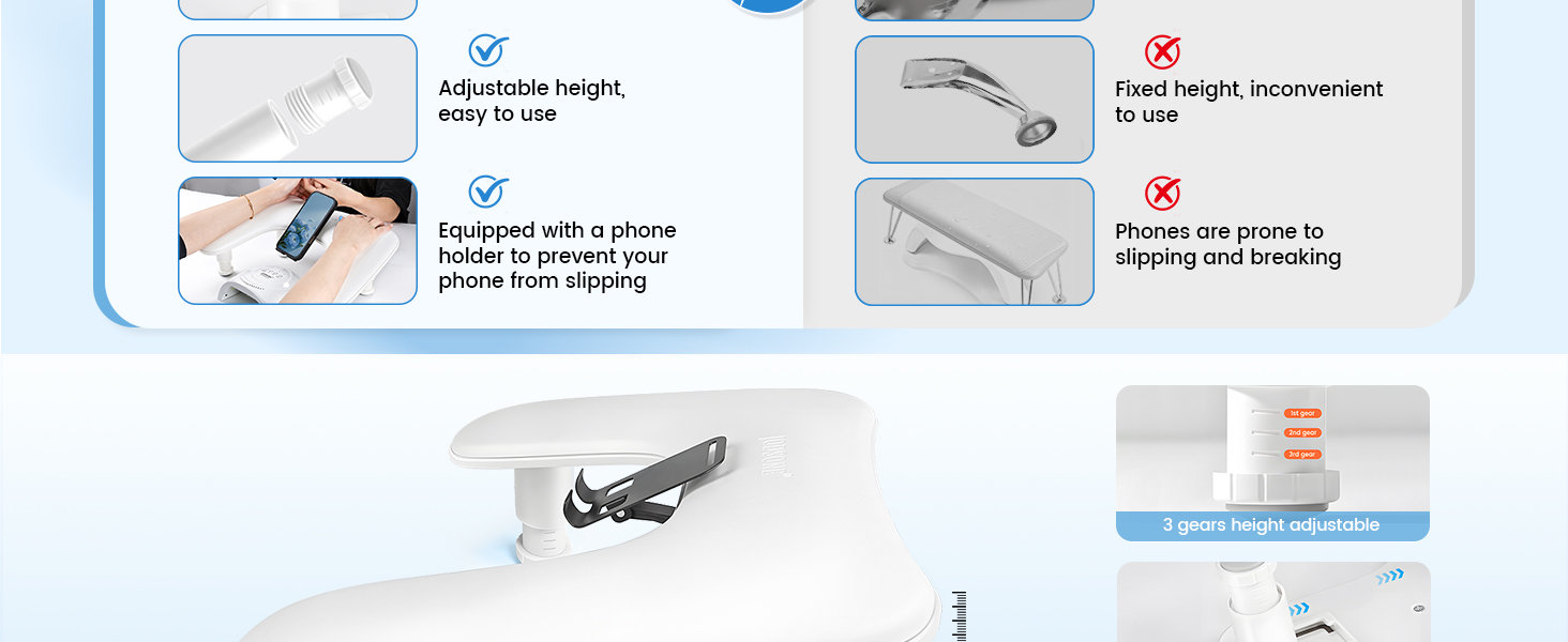 White Manicure Arm Rest for Nails Tech