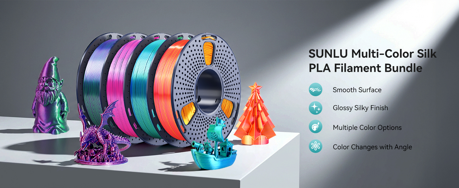 SUNLU Triple Color Silk PLA Filament Bundle 250g
