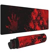 Halloween Scary Bloody Handprint Mouse Pad XL Extended Desk Mat, Non Slip Rubber Base Stitched Ed...