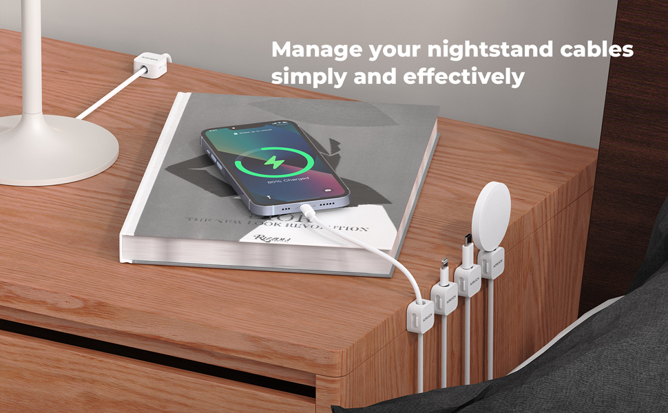 Magnetic Cable Clips for Nightstand