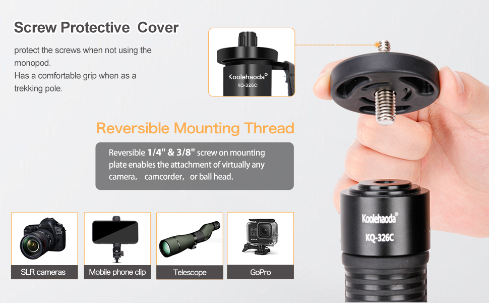 Monopod for Camera, 32mm Tube Carbon Fiber Monopod Unipod Stick Lightweight Portable Travel Monopod