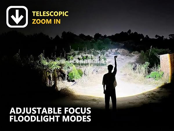 Hunting Flashlight Wide Floodlight (4,500lux @1m), Brightens Entire Campsites/Work Areas Instantly.