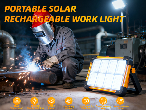 120W Solar Rechargeable Work Light