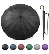 G4Free 54 Inch Large Windproof Umbrella for 2 Persons, 16 Ribs Auto Open Classic Wooden J Handle ...