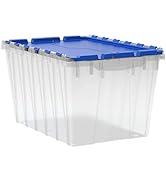Akro-Mils 66486 12-Gallon Plastic Stackable Storage KeepBox: Tote Container with Attached Hinged ...
