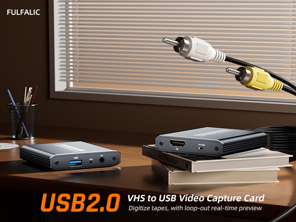 VHS to Digital Converter USB Video Capture Card with HDMI Loop Out