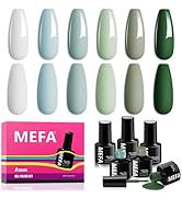 MEFA Green Gel Nail Polish Set 6 Colors, Sage Green Mist Blue Light Grey Dark Olive Shades Earth ...
