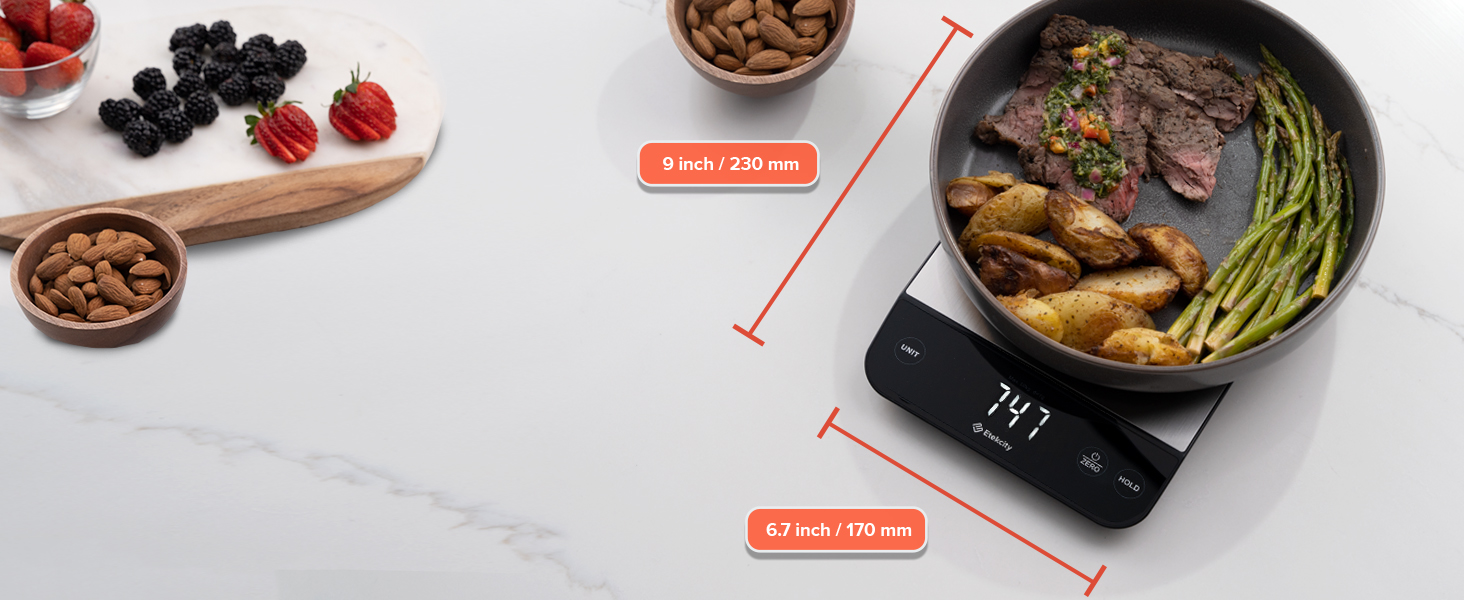 It has 9 inch length, 6.7 inch width, almost as big as an A4 magazine.