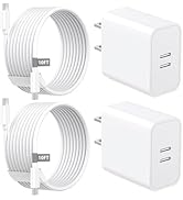 Matsusho iPhone 15 Charger Fast Charging, 2 Pack 20W Dual Port USB C Charger Block with 2 Pack 10...