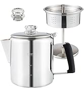 Multi Use Percolator Coffee Pot Stainless Steel Stove Top Coffee Maker with Two Tough Borosilicat...