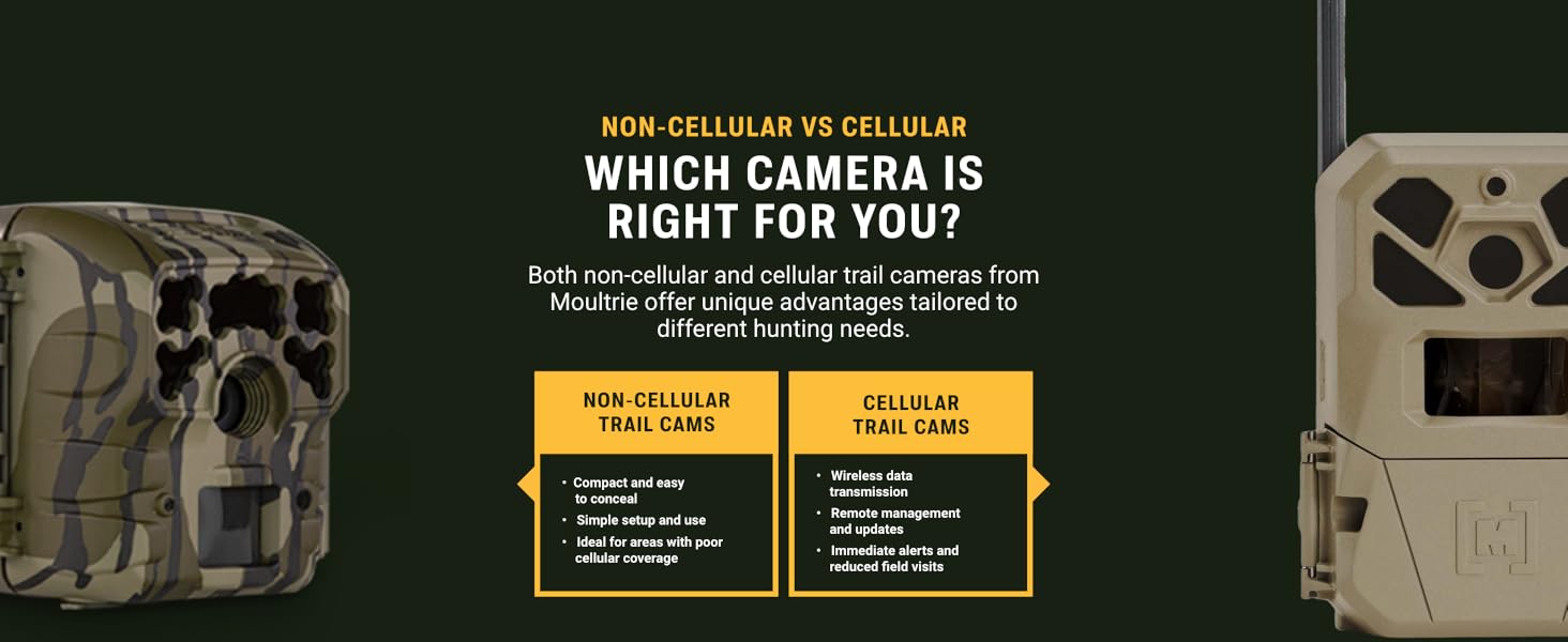 Comparison of Moultrie non-cellular vs. cellular trail cameras.