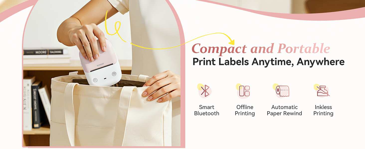 NIIMBOT B2 Label Maker Machine with Tape, Portable Bluetooth Label Printer with Multiple Templates