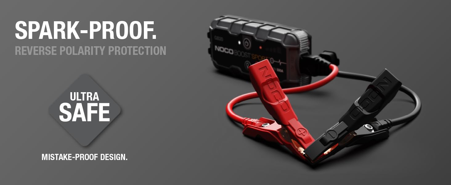 Spark-proof. Ultrasafe design with spark-proof and reverse polarity protections.