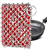 TEZZ Cast Iron Scrubber, Skillet Chainmail Scrubber for Cast Iron Pan - Chain Mail Scrubber Cast ...