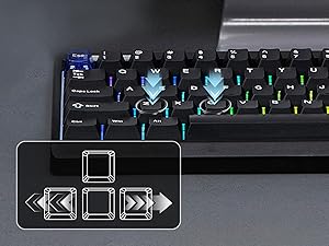 Text reads 'Indicatore del Livello della batteria Maniglia Ergonomica'. Close-up of keyboard showing battery level indicator and ergonomic handle features.