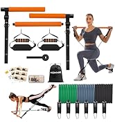 Hommie Portable Pilates Bar Kit with Resistance Bands for Men and Women, Upgraded 3 Section Pilat...