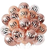 Adeyoo 80th Birthday Balloons for Women – 24 Pcs Metallic Rose Gold Balloon, Pearl Rose Gold Ball...