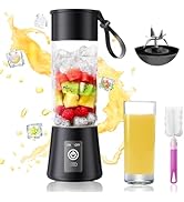 Portable Blender for Shakes and Smoothies - Newly Upgraded 13 Oz Mini Blender with 6 Blades, USB ...