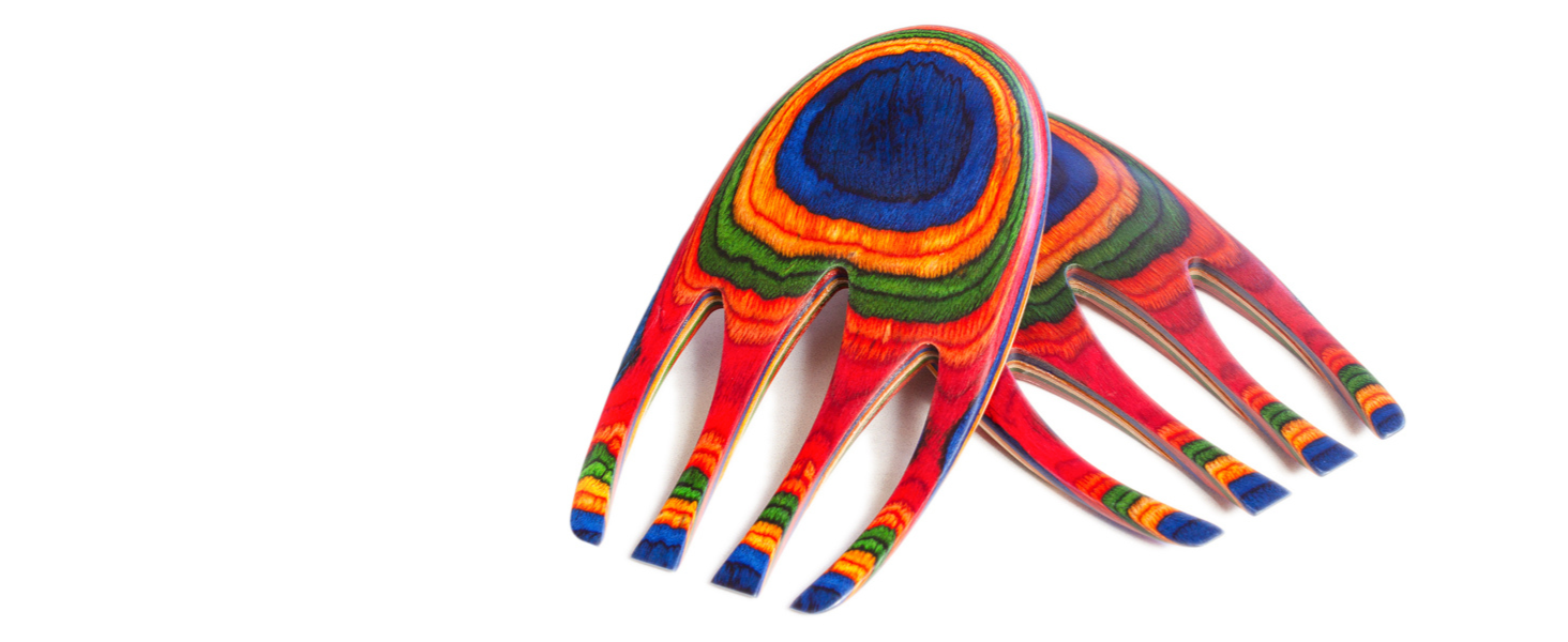 Baltique Marrakesh Salad Hands server serving utensil set colorful toss tongs fork host party wooden