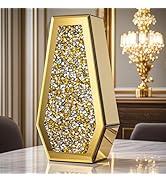 SHYFOY Gold Flower Vase Crushed Diamond Glass Vase Large Crystal Tall Vases for Centerpieces Luxu...