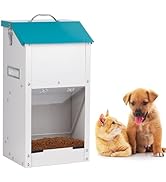 KHEARPSL Automatic Dog Feeder Outdoor Galvanized Dog Food Dispenser 15lbs Pet Cat Feeding Station...