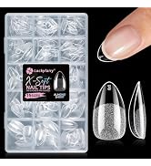Luckyfairy Short Almond Nail Tips X-SOFT, 15 Sizes 270pcs Gel Nail Tips Half Matte Full Cover, Pr...