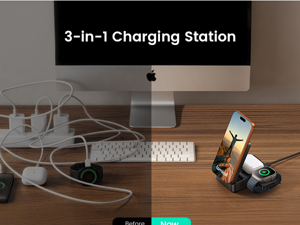 3 in 1 charging station apple travel, 3 in 1 wireless charging station apple, 3 in 1 charger