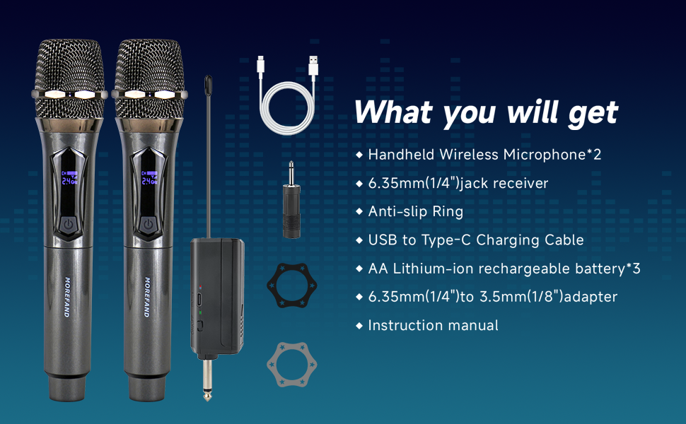 Loewieta Wireless Karaoke Microphone Pro, Dynamic, Plug &amp;amp; Play, Rechargeable,MKFzz49