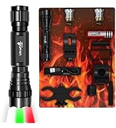 ULTRAFIRE Tactical Flashlights Predator Light with Interchangeable (Red, Green, White), 1200 Lume...