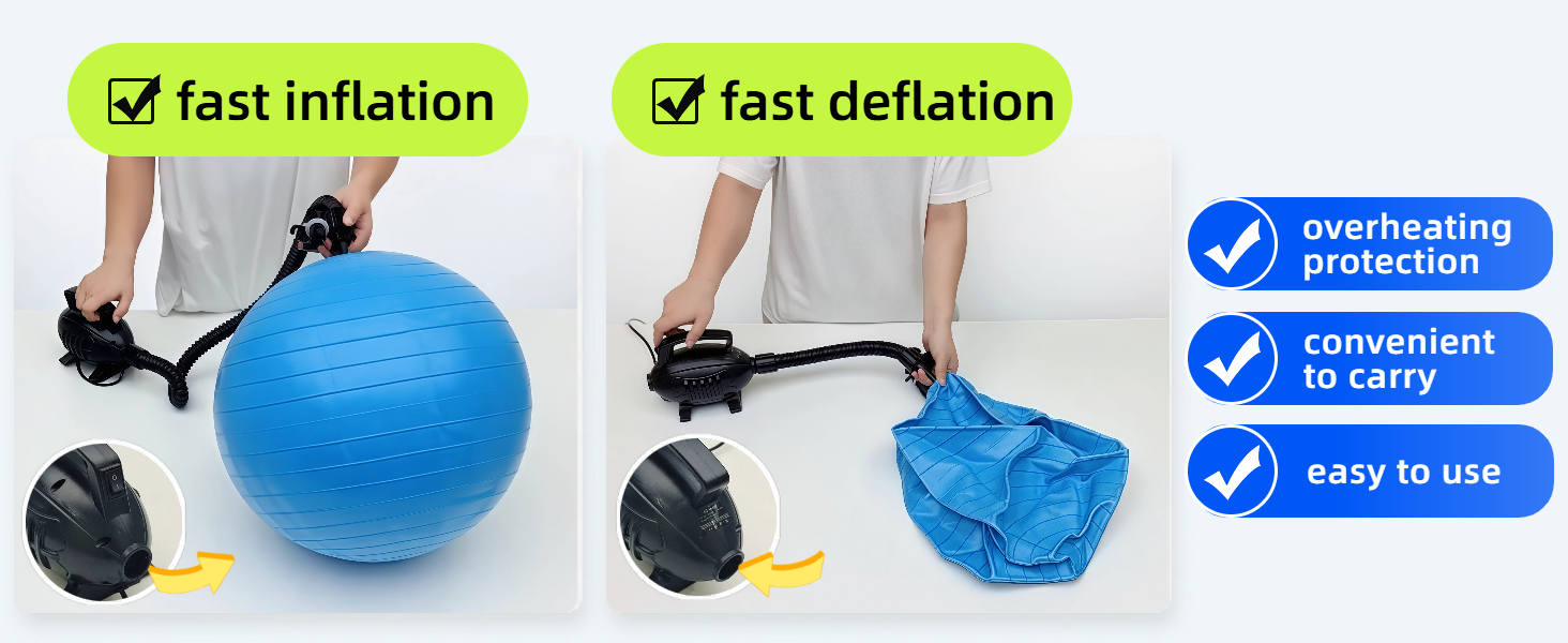 air pump for inflatables supports both inflation and deflation